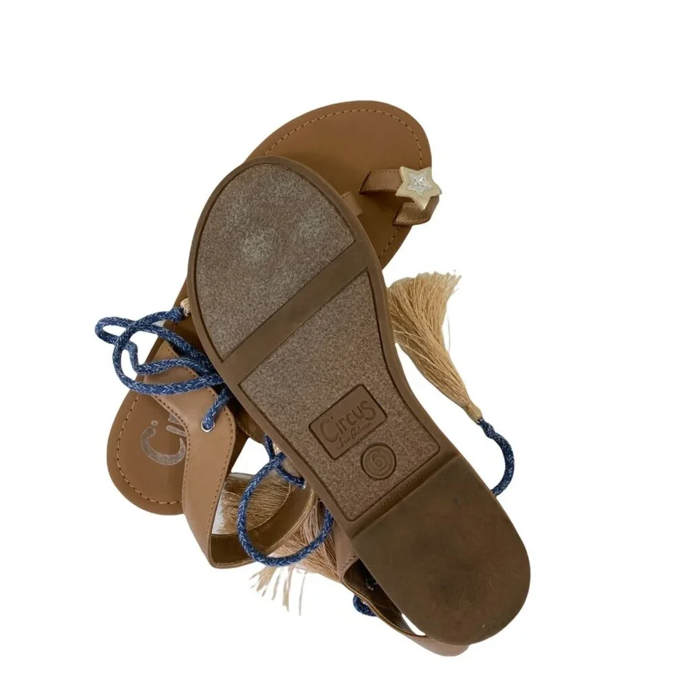 Sam Edelman Sandals Womens Size 6  Blue Gold Tassle Star Rhinestone Strappy Boho - Picture 10 of 10